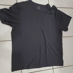 Dark solid grey men's short sleeve shirt with pocket